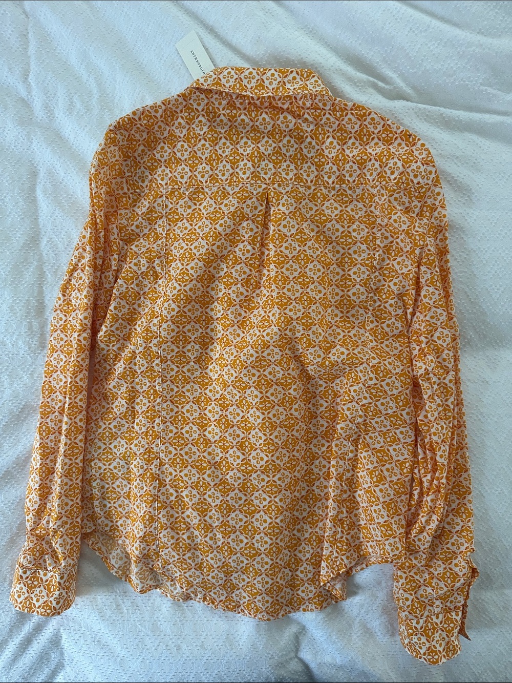 Maeve Orange Geometric Print Button-Down Shirt - Picture 3 of 4